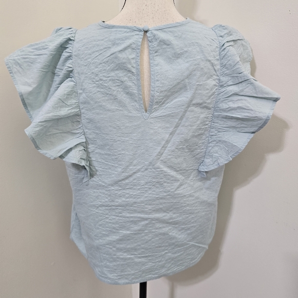 a new day Size Large Flutter Sleeve Crinkle Tank Baby Blue Contemporary Casual - Picture 7 of 16